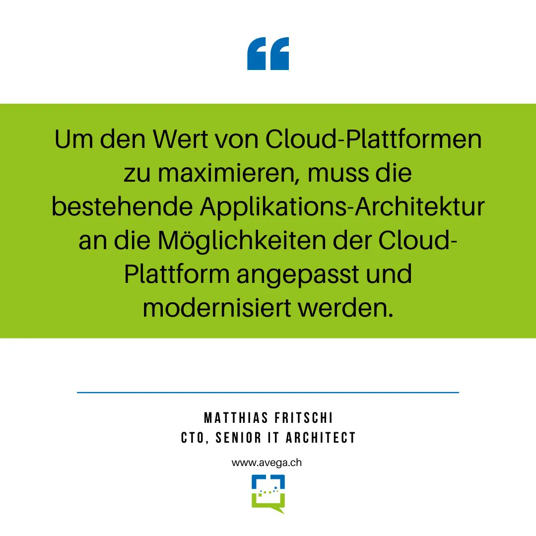 Du bist daran, deine bestehende Applikation in die Cloud zu bewegen. 4 mögliche Use Cases dazu im Technical-Excellence Whitepaper: avega.ch/2023/06/22/Clo… 
#technicalexcellence #cloudmigration