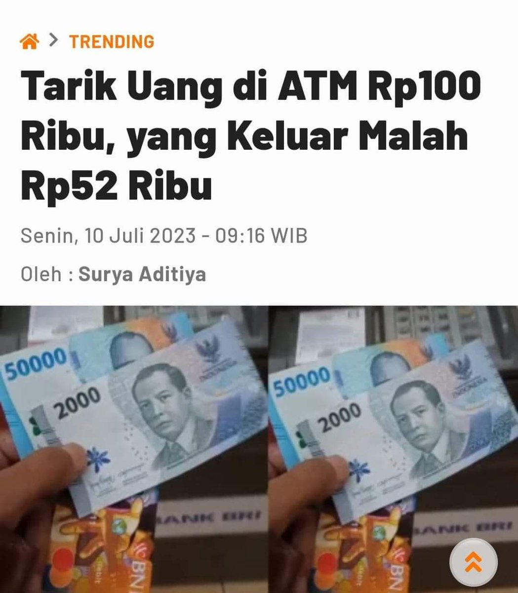 Modus Atau Lalai? 

Mungkin Lalai.Bisa Juga Sengaja.Pecahan Rp 50 Ribu Dan Rp 2 Ribu Keluaran Terbaru Memang Sangat Mirip.
ATM Itu Biasanya Di Osi Oleh Perusahaan Outsourcing.Mestinya Pihak Bank Memberikan Solusi.