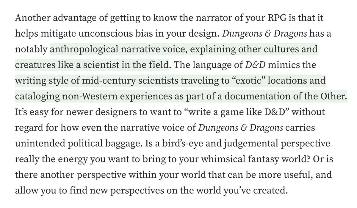 jdragsky's tweet photo. in my recent article i make an argument about the writing style of dungeons &amp; dragons and how it warps your gamewriting to fit a particular mode of communication https://t.co/P3K5woxi4z