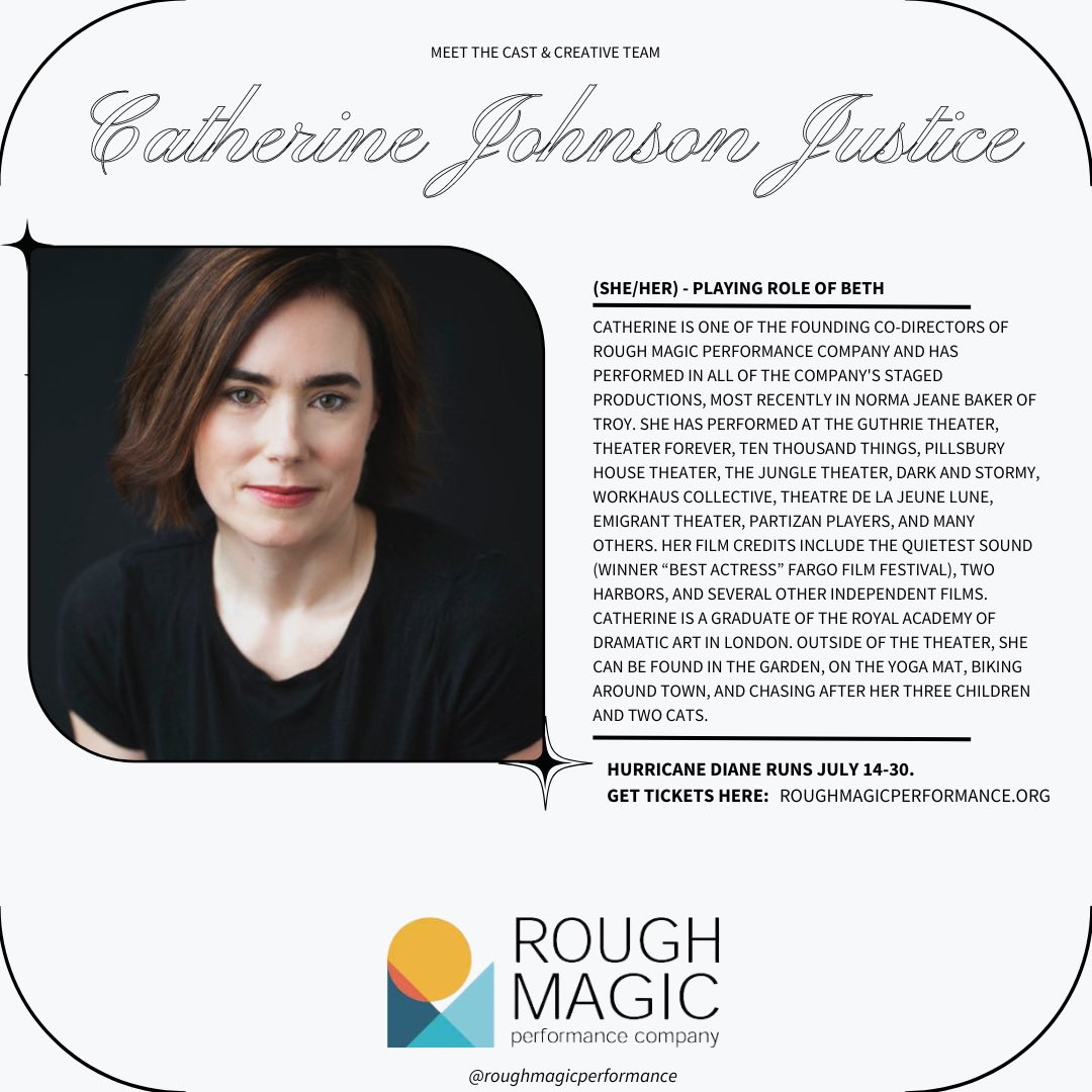 RoughMagicPC's tweet image. We are honored to highlight the artists bringing Hurricane Diane to life! You’ll never think about fairy gardens the same way after watching Co-Artistic Director Catherine’s performance. Don’t miss out on the magic! Get your tickets today at roughmagicperformance.org/hurricane-diane