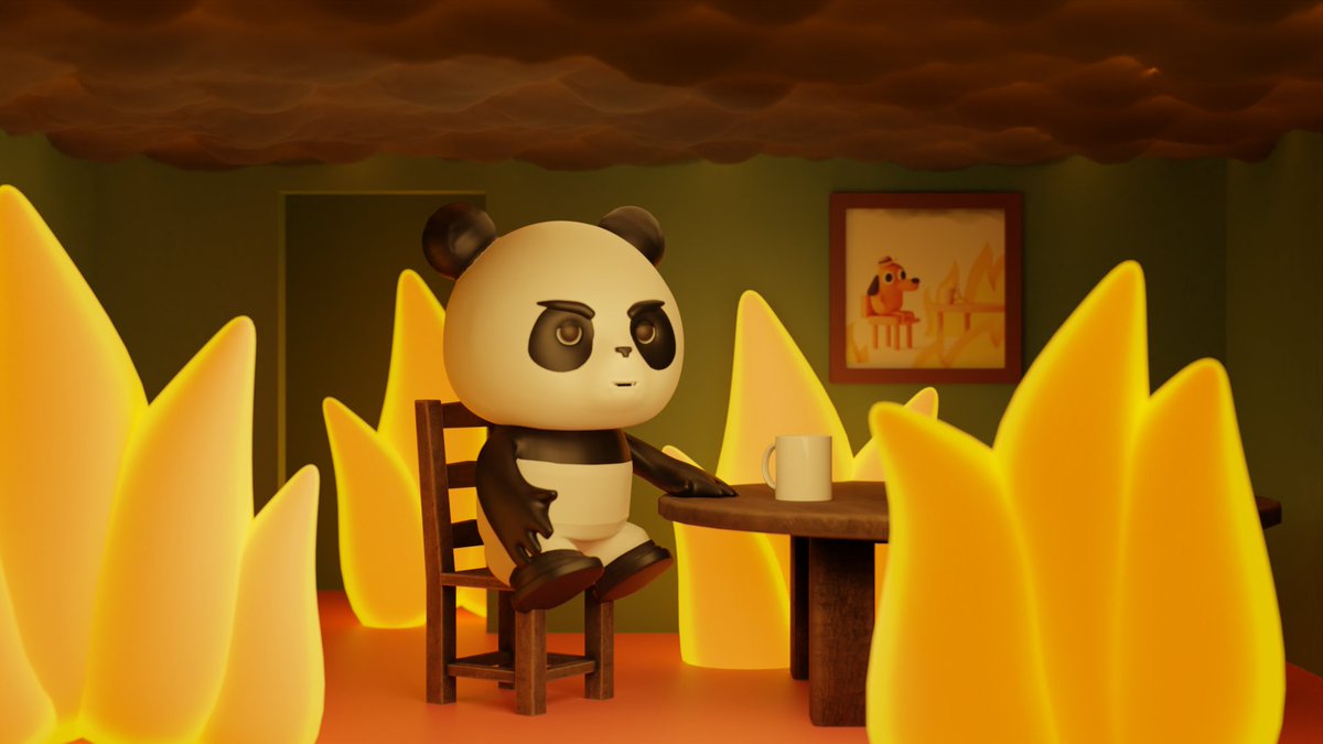 #ThisIsFine! Stay 🆒 even in the challenging moments🥵!

Our adorable panda🐼 stays calm amidst the blazing flames, teaching us a valuable lesson about remaining composed amidst turbulence.

Let's be strong💪 and calm within ourselves🐼

Note: #OriginalArt by #GARI Team❤️
#Aptos