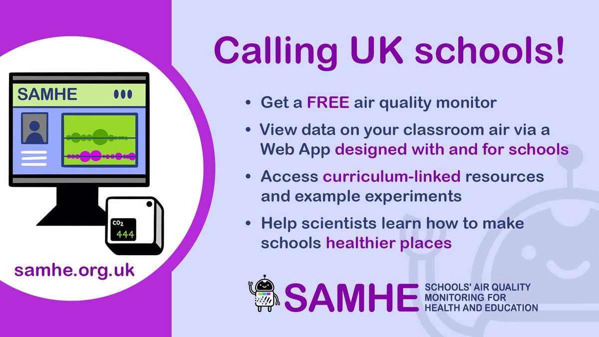 #ScienceTeachers, don't miss this opportunity! We #SAMHE team members based at @UniOfYork are lucky enough to have @STEMLearningUK on our doorstep. Also, request a free indoor #AirQuality monitor for your classroom NOW ready for next term: samhe.org.uk #edutwitter