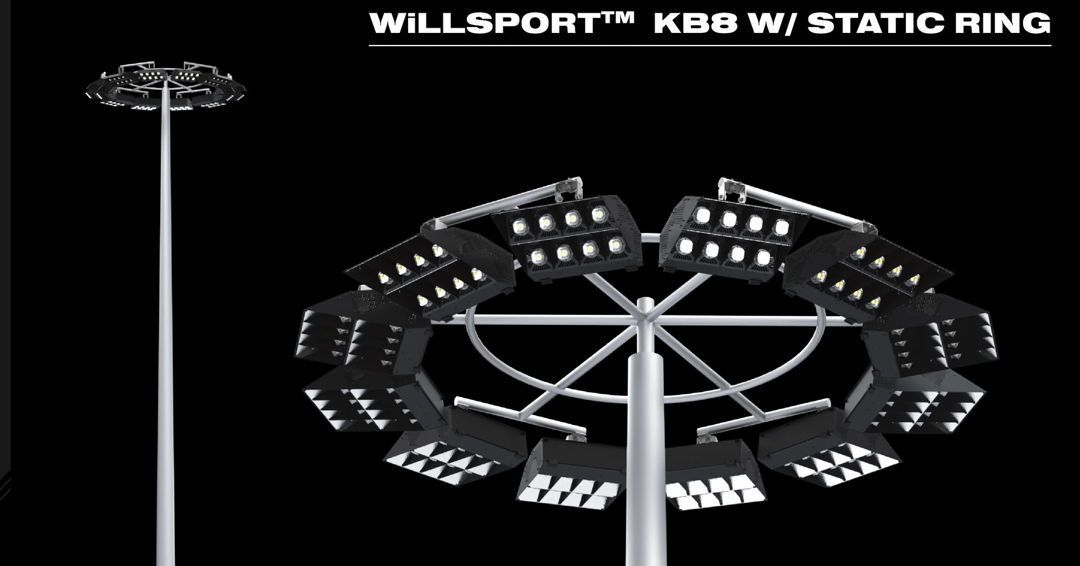 wilightinglab's tweet image. Straight out of the WiLL Design Library! KB8 fixtures mounted to a static ring for high mast applications! #willsport #madeinwi #kbx