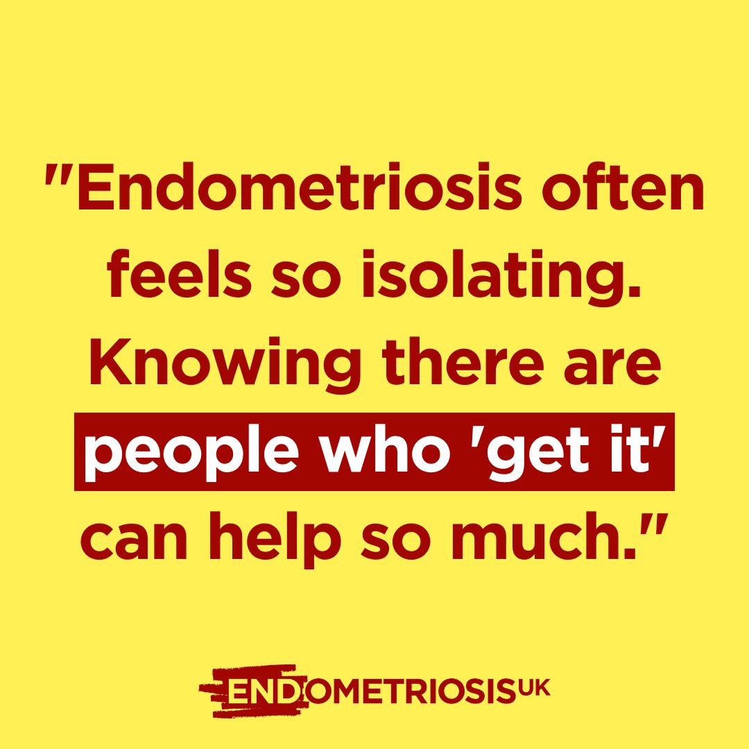 If you're struggling with endometriosis and need to talk, you are not alone.
Our local support groups, helpline, web chat and 24/7 online community on HealthUnlocked are run by trained volunteers with lived experience of endometriosis.

Find out more at: endometriosis-uk.org/get-support
