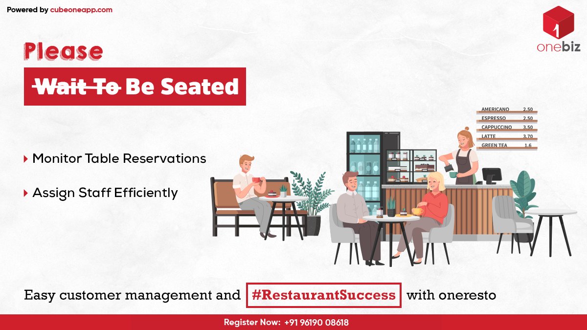 cubeonebiz's tweet image. 🍽️💼 With this feature, restaurant managers can efficiently handle table management and reservations, considering factors such as the number of customers, 📝 ordered items, 🧑🍳 assigned staff, and ⏱️ duration of the dining experience. #OptimizedOperations
.
.
#RestaurantSuccess
