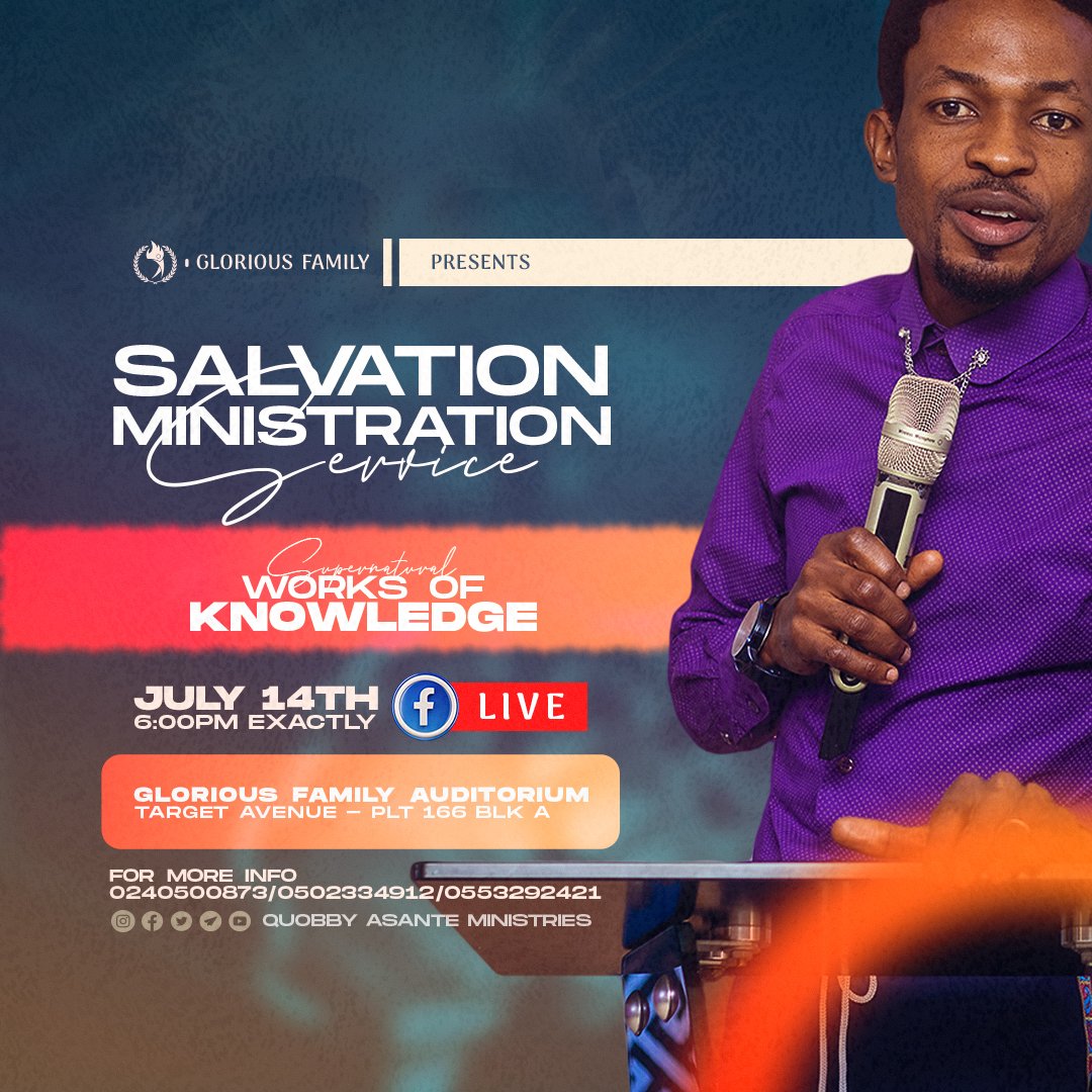 Do you know your biggest asset is your mind, but the greatest asset a man can achieve in life is #KNOWLEDGE? 

Join the #Glorious_Family as we expound some powerful chapters of #Works_of_KNOWLEDGE
Fri 14th July '23
6pm sharp 
<a href="/Glorious/">GLORIOUS</a> Family Auditorium