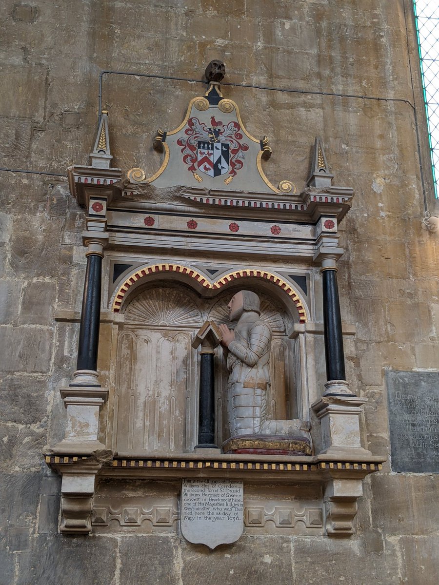 Monument to Thomas Williams of Cornden, at St Peter's in Winchcombe.  There is room for someone else - perhaps his wife remarried!
#MonumentsMonday and #mementomorimonday