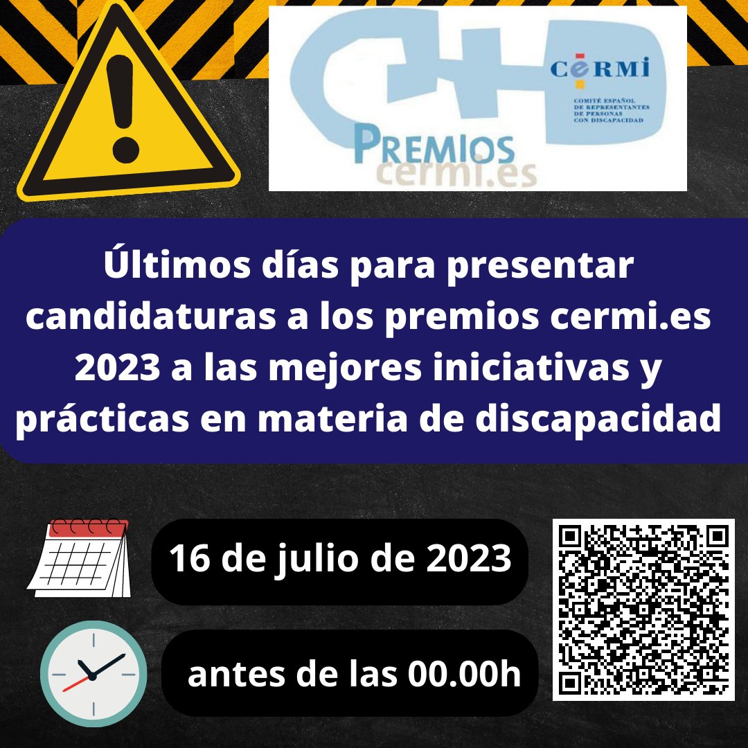 Cermi_Estatal's tweet photo. 📢Últimos días para presentar candidaturas a los premios https://t.co/ccIdB7Rg5v 2023 a las mejores iniciativas y prácticas en materia de discapacidad ‼️‼️‼️‼️‼️
👇
https://t.co/igD0ze6THB

🟦Bases reguladoras de los Premios https://t.co/ccIdB7Rg5v 2023
👇
https://t.co/jLZHW5S8xz https://t.co/6Qxd9ivRX6