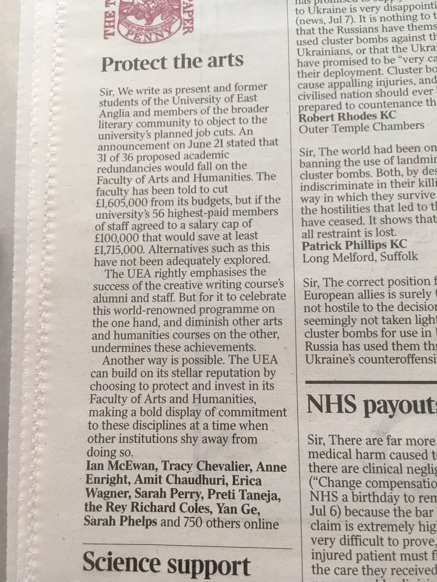 Remarkable letter published in the Times today… signed by two Booker Prize winners and a Communard…