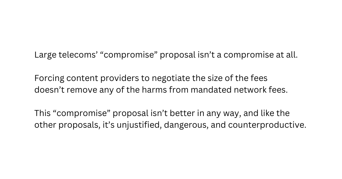 #netneutrality: EU telecoms’ newest proposal to force websites to pay them is just as terrible as their previous one. 

Here’s why: cyberlaw.stanford.edu/blog/2023/07/e… #networkfees