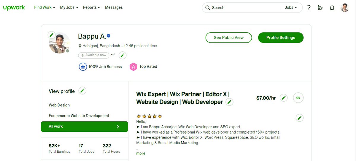 AcharjeejBappu's tweet photo. 🎉🌟Celebrating a Milestone Achievement: Finally got it. Upwork Top Rated Badge! 🌟🎉 

https://t.co/vVhN0gPiq4

#TopRatedFreelancer #UpworkSuccess #WixWebsiteDesign #SEOExpertise #Thankful #Grateful #FreelancerLife https://t.co/XjWI0cRAb1