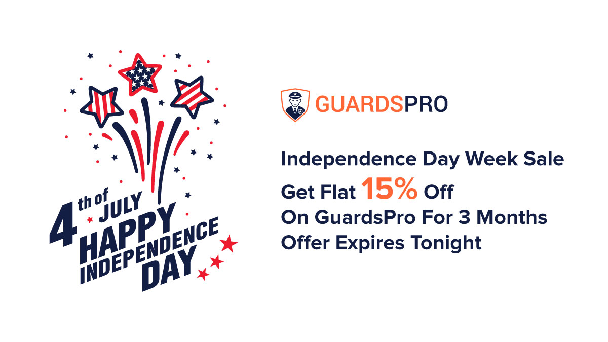 GuardsPro's tweet image. #GuardsPro is celebrating #IndependenceWeek by offering a 15% discount on GuardsPro #SecurityGuardManagementPlatform for the first 3 months. Click here to avail of this limited offer right now: app.guardspro.com/register

#backofficedashboard #guardmobileapp #securityguard