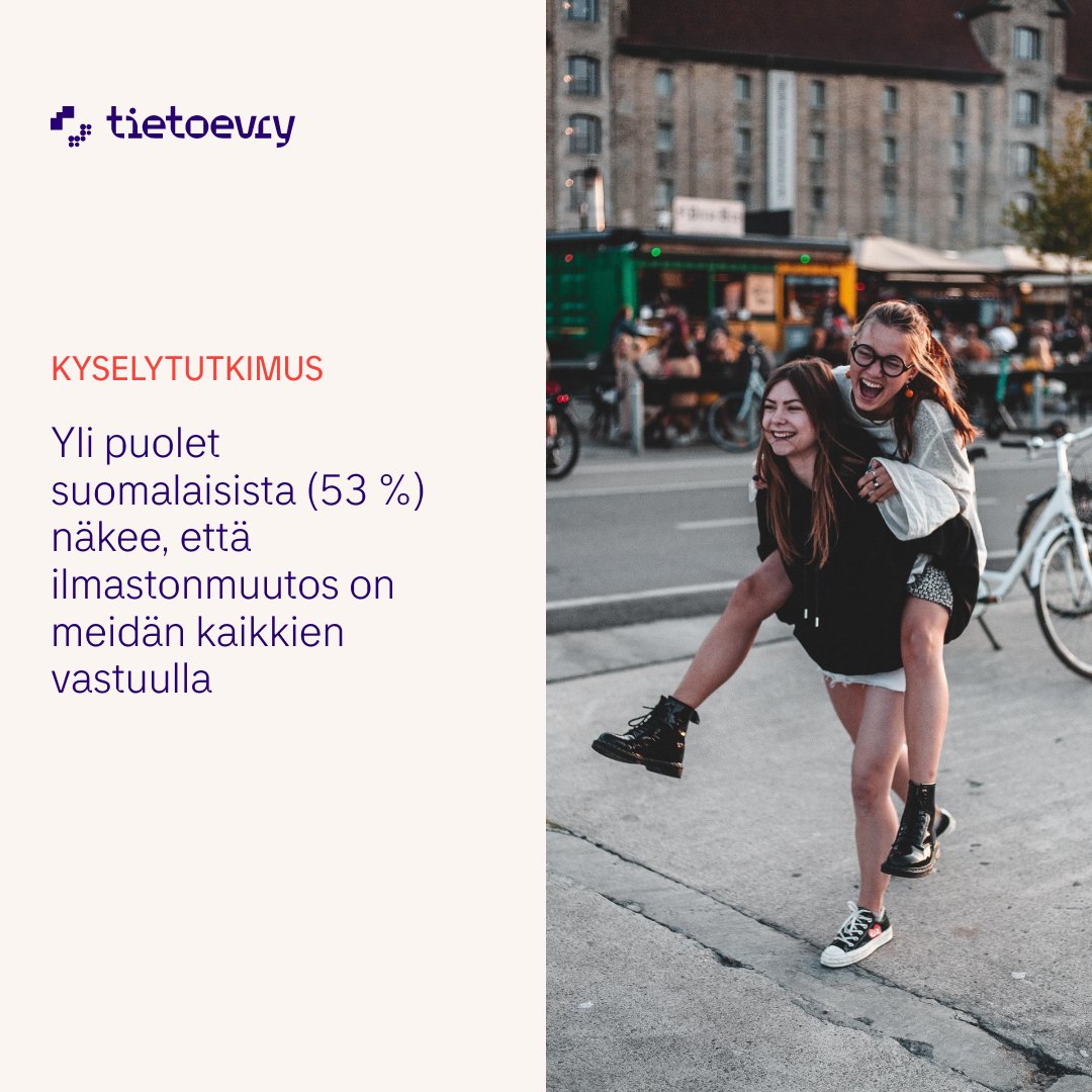Tietoevryn teettämän kyselytutkimuksen mukaan yli suomalaisista näkee, että #ilmastonmuutos on meidän kaikkien vastuulla. 🌍 Vajaa kolmannes kokee vastuun olevan päättäjillä, kun taas neljännes  mainitsee yritykset ja teollisuuden.

Lue lisää tuloksista: bddy.me/3XHSQD0