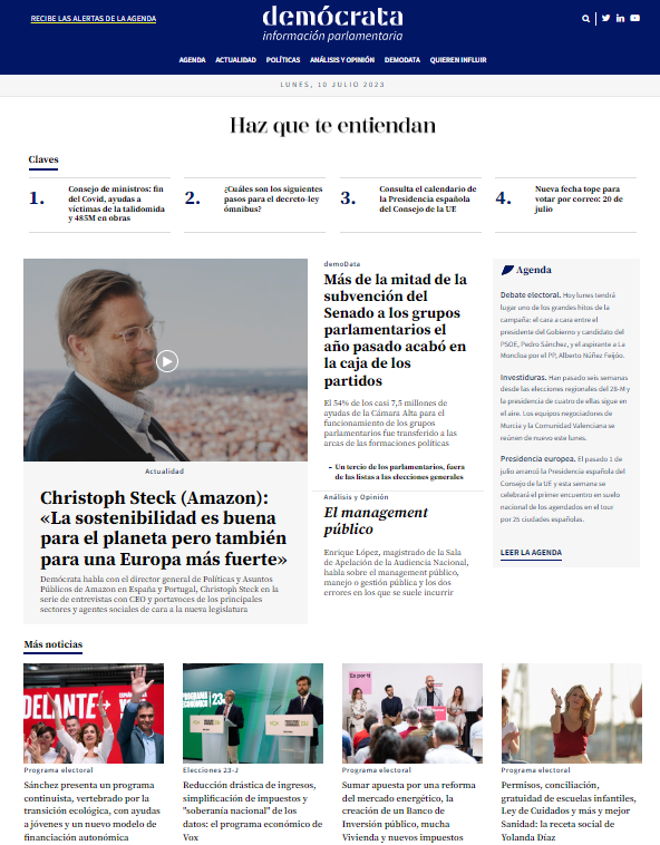 democrata_info's tweet photo. #EnPortada | @christophsteck (@amazon): «La sostenibilidad es buena para el planeta pero también para una Europa más fuerte».

🟡 Más de la mitad de la subvención del Senado a los grupos parlamentarios el año pasado acabó en la caja de los partidos.

🟡El management público, lee el análisis de @Enrique_L_Lopez, magistrado de la Sala de Apelación de la Audiencia Nacional. https://t.co/EcjhTMAt4v
