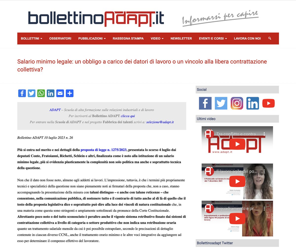 Salario minimo legale: più si entra nel merito e più si evidenzia la debolezza non solo "politica" ma anche "tecnica" della proposta. 
Sullo sfondo una questione centrale: stiamo parlando di un obbligo a carico dei datori di lavoro o di un vincolo alla libera contrattazione