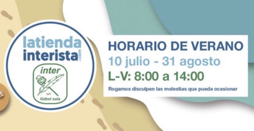 Buenos días #interistas 
Os dejamos nuestro horario de atención al público para este verano en nuestro punto de venta oficial 🏖
.
<a href="/InterMovistar/">Movistar Inter FS</a> <a href="/AcademiaInterFS/">La Academia Movistar Inter F.S.</a>