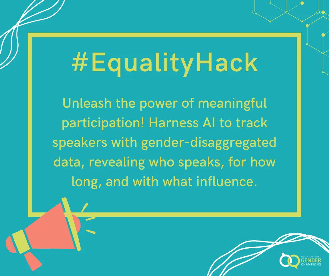Let's make gender equal influence in global decision-making a reality! Start by tracking gender representation and speaking times. 📈 

📱 Check out the G-App at buff.ly/3D70w8A

#EqualityHack #GenderEquality #INTGenderChampions