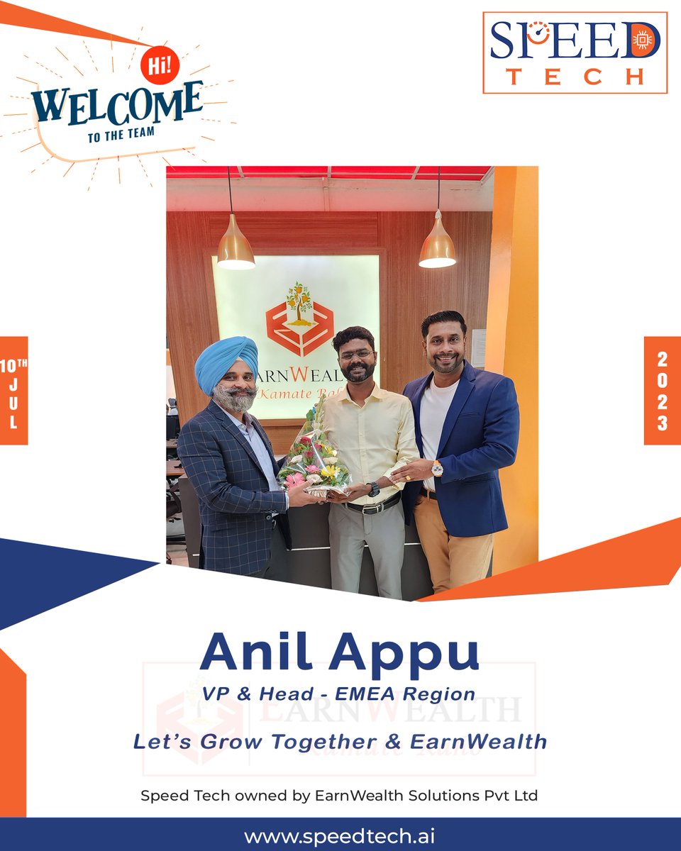 earnwealth_'s tweet photo. 🌍 Exciting news! Warmest welcome to Mr. Anil Appu, our new VP &amp; Head of EMEA Region at Speed Tech. With 25+ years of IT business experience &amp;entrepreneurial success, he is set to drive our overseas expansion. Get in touch with us for reliable IT solutions. #speedtech #earnwealth https://t.co/JENuK9VpnH