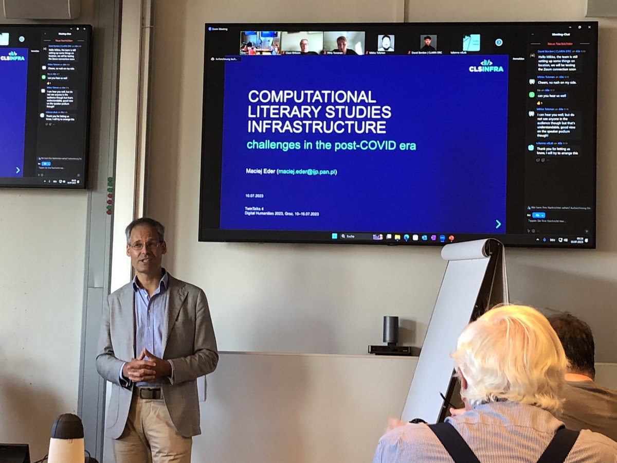 Sally Chambers (@schambers3) on Twitter photo Delighted to welcome <a href="/MaciejEder/">Maciej Eder</a> as our keynote from <a href="/CLSinfra/">CLS INFRA | @CLSinfra@fedihum | @clsinfra.bsky</a> as our #TwinTalks #dh2023 workshop clarin.eu/event/2023/twi… <a href="/DARIAHeu/">DARIAH-EU | @dariaheu.bsky.social</a> <a href="/CLARINERIC/">CLARIN ERIC</a> Delighted to welcome <a href="/MaciejEder/">Maciej Eder</a> as our keynote from <a href="/CLSinfra/">CLS INFRA | @CLSinfra@fedihum | @clsinfra.bsky</a> as our #TwinTalks #dh2023 workshop clarin.eu/event/2023/twi… <a href="/DARIAHeu/">DARIAH-EU | @dariaheu.bsky.social</a> <a href="/CLARINERIC/">CLARIN ERIC</a>