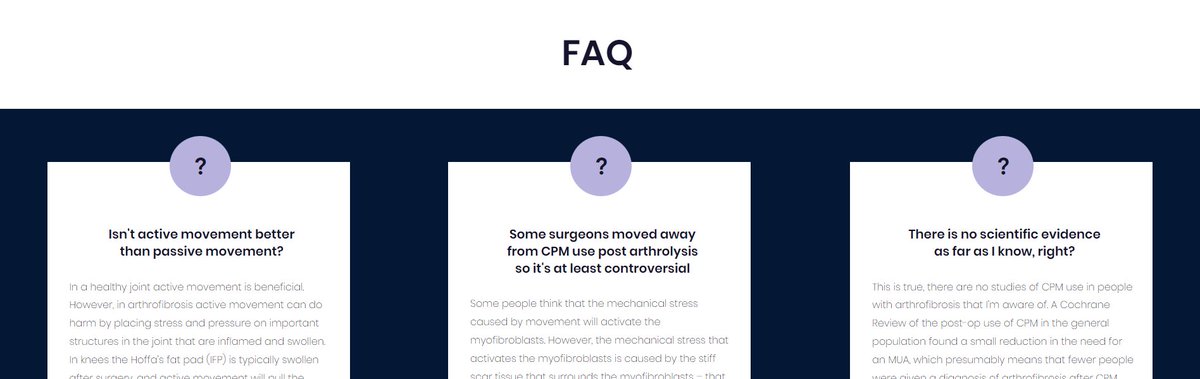 We've answered some FAQs on CPM usage by #arthrofibrosis patients on the website!

#physicaltherapy #arthrolysis #orthotwitter #scartissue #preventdisability

❓💡

arthrofibrosis.info/cpm