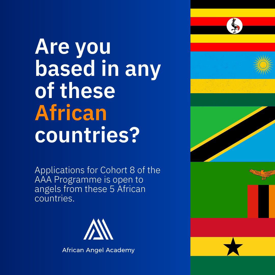Are you an emerging angel #investor from Rwanda, Uganda, Tanzania, Ghana &amp; Zambia? 

Register to join <a href="/AAA_AngelInvest/">African Angel Academy</a>'s upcoming cohort to expand your #network and get #mentorship.

Apply here: bit.ly/3JQ5v11