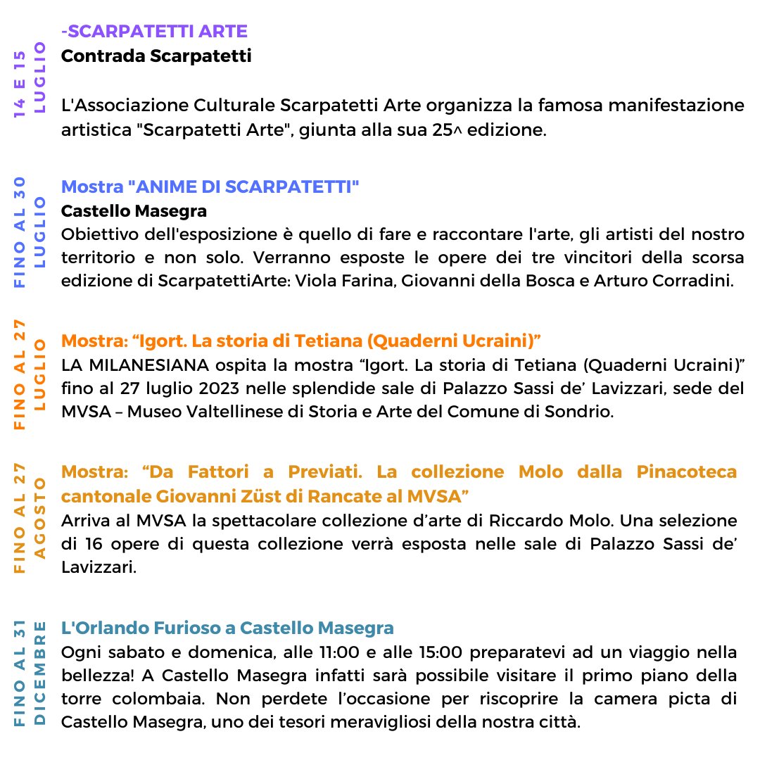 Non perdete gli eventi di questa settimana a Sondrio 🤩