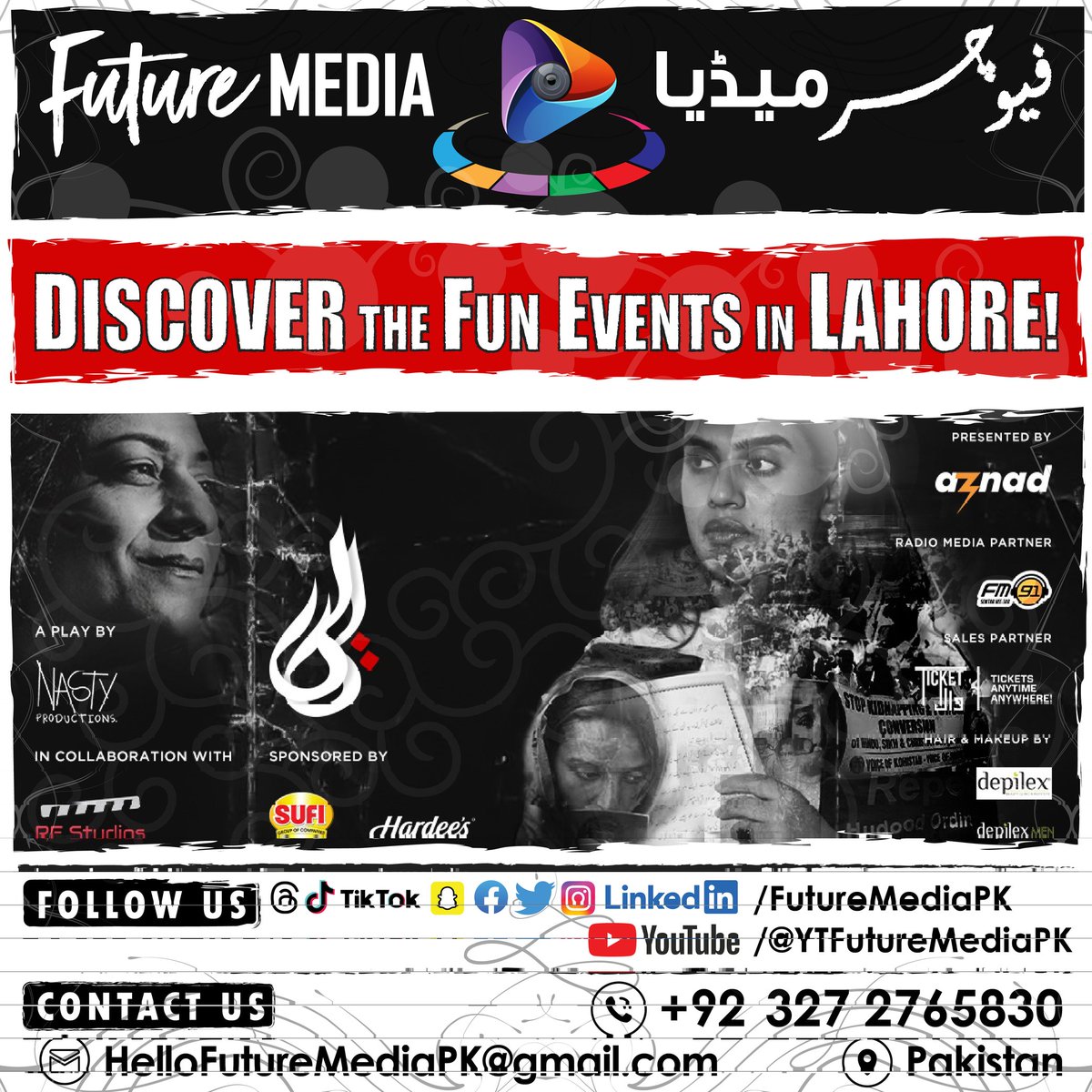 FutureMediaPK's tweet photo. EVENT: "BIBI"

DATE/TIME:
13-16 July 2023 @ 7:30 pm

LOCATION/VENUE:
Alhamra Arts Council, Lahore

TICKET PRICE: 
Rs. 1000/-

TAP / CLICK FOR DETAILS:
https://t.co/2nhMnBqcjG

FUTURE MEDIA SERVICES:
#Drone &amp; #DSLR #Camera #Photography, #Videography &amp; #Digital #Marketing #Services https://t.co/cBzmnewwZD