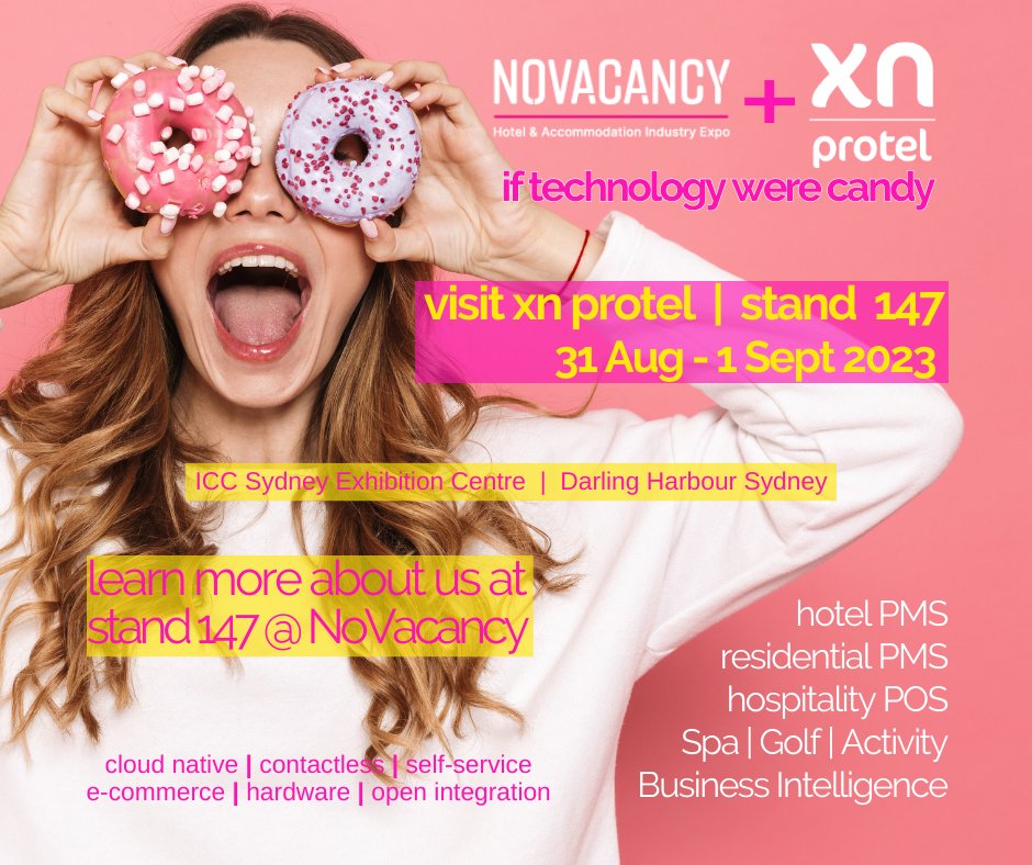 We're super excited to exhibit at #novacancy 2023 in Sydney 31 Aug - 1 Sept on stand 147. Learn why after 26 years of perfecting our technology stack, we've mastered PMS | POS | SPA | BI
Book in for a meeting, and a doughnut, or both 😀 zurl.co/g0NR