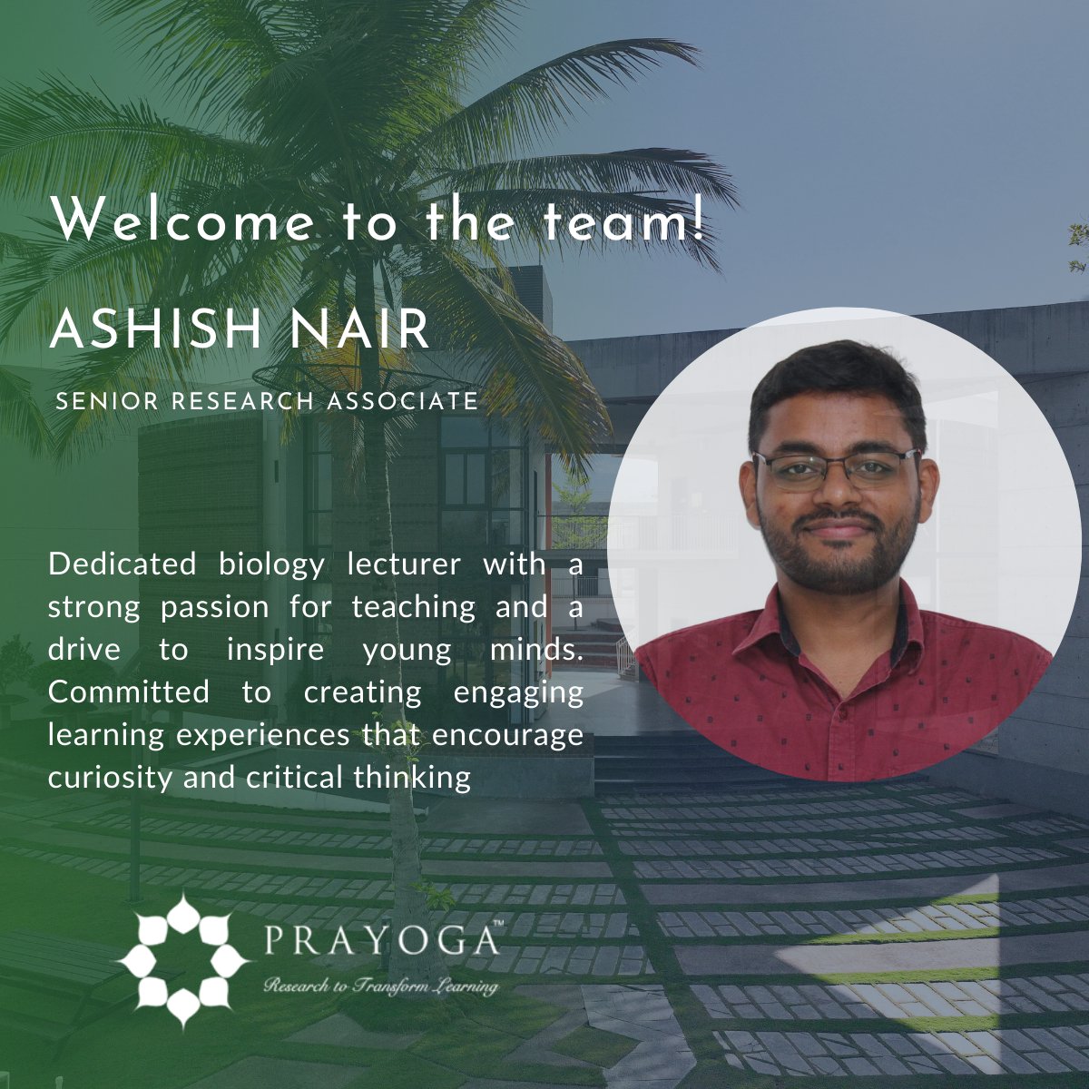 We are excited to welcome our new joiner Ashish! He adds much-needed fuel to our mission of transforming learning in India.
.
.
.
.
.
.
#experientialeducation
#teachercommunity #onboarding
#blendedlearning
#scientificresearch
#educationresearch #kriyaprogram #educationresearch