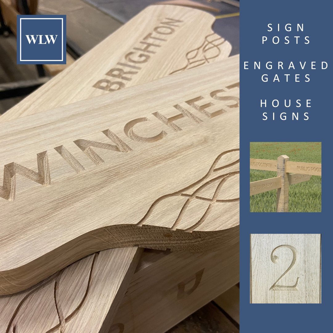 WLWESTSONS's tweet image. Signposts, gates, house signs and even items like chopping boards can be engraved using our CNC machine! Contact us about your project to see how we can help - call 01798 861611 or email sales@wlwest.co.uk #oak #cncworkshop #timber #design #engravedtimber #hardwood