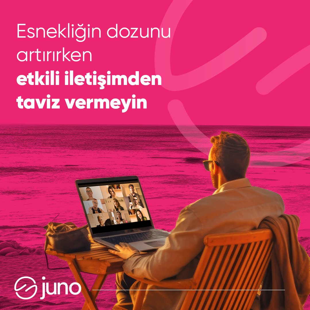Yazla birlikte iş modelini esneten şirketlerin çalışanları denizin, kumun, güneşin tadını çıkarırken açık havada çalışmanın keyfini sürüyor 🌞

Mobil odaklı çalışan uygulaması Juno, esnekliğin sınırlarını zorlarken uzaktan çalışanlarla etkili iletişimi sürdürmenize yardımcı olur.