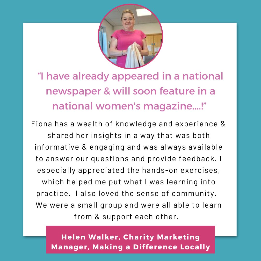 fionadwyerpr's tweet photo. Thank you so much Helen for this amazing testimonial.  I loved having you as one of my PR Bootcampers!  #pr #publicity #diyyourbizpr #prbootcamp https://t.co/PNJulPgMKt