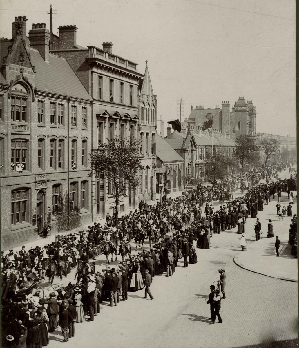 Are you joining us at Middlesbrough’s #HiStreetFest on Saturday 29 July which includes a free community parade?

This lovely image from our collections shows a procession in 1897 for Queen Victoria’s Diamond Jubilee passing in front of our old home in Exchange Square (Marton Rd)