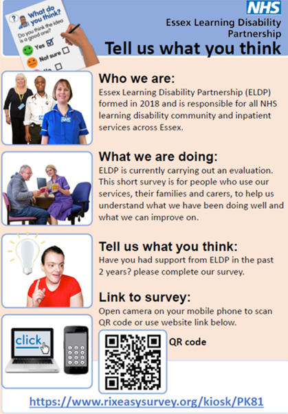 BATIAS's tweet image. Essex Learning Disability Partnership are asking people who have used their services to tell them what they think.
click this link to have your say
rixeasysurvey.org/kiosk/PK81