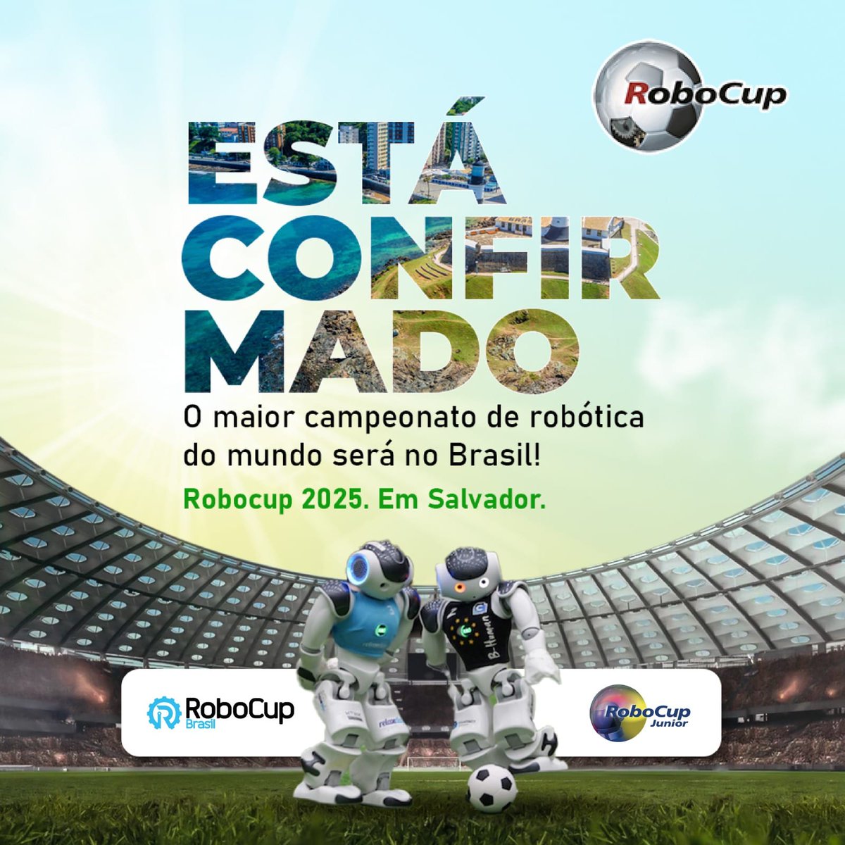 RoboCup 2025 em Salvador!🎉

Finalizamos o mundial com uma grande notícia: Salvador será palco para a RoboCup 2025! 🤩

Prepare-se para a maior competição de Robótica do mundo em solo brasileiro!🇧🇷 🤖

2025 é logo ali! 🦾

#robocup #robocupbrasil #robocup2025 #RobocupSalvador