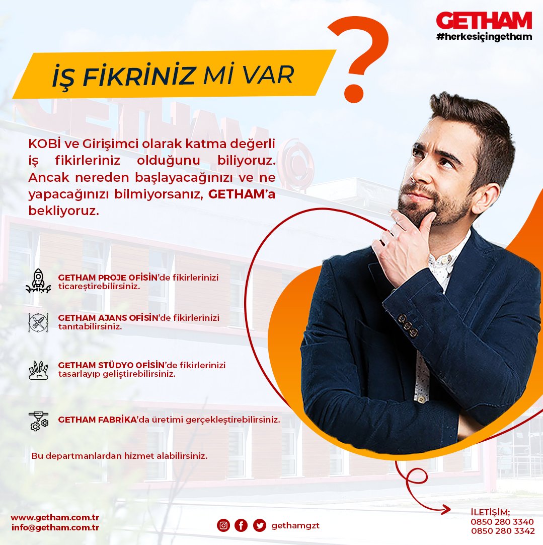 🔶KOBİ ve Girişimci olarak katma değerli iş fikirleriniz olduğunu biliyoruz. Ancak nereden başlayacağınızı ve ne yapacağınızı bilmiyorsanız, GETHAM’a bekliyoruz.