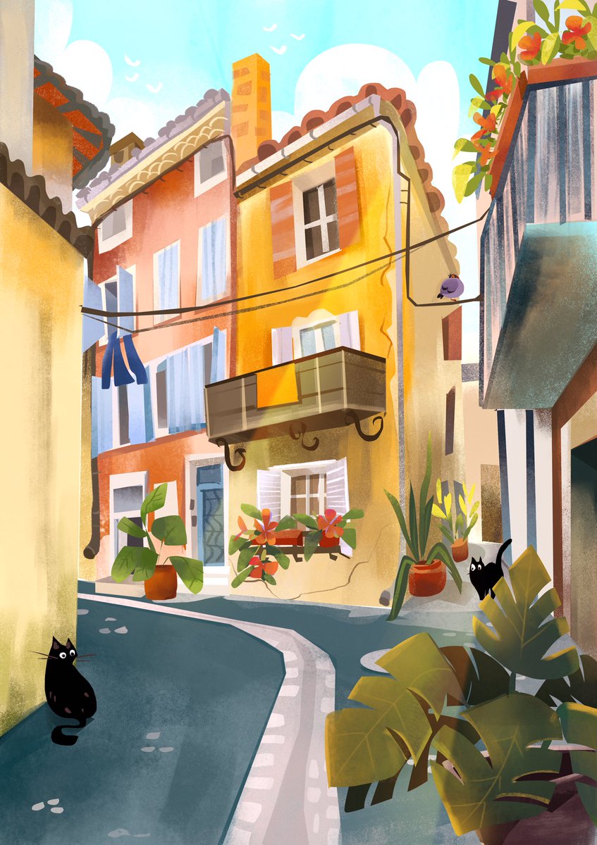 A quick study 🧡

#visdevart #digitalart #artstudy #illustration #illustrationartists #learningprocess #artprocess #seavillage #mediterranean #smallvillage #cats_of_world #kidlit #kidsillustration