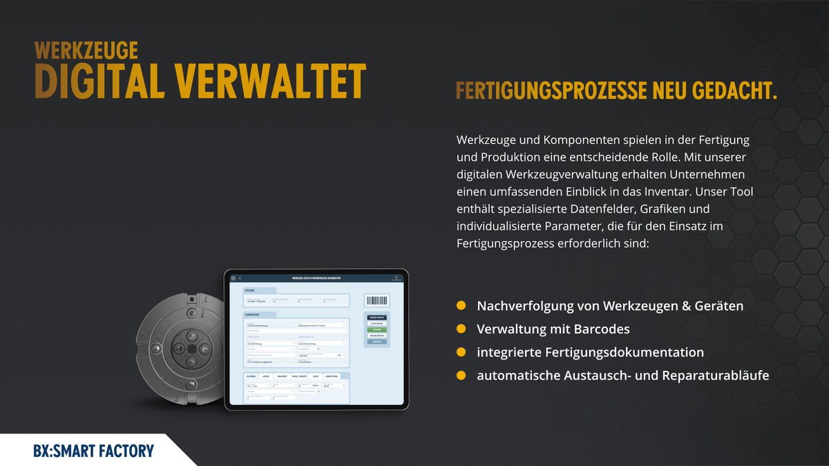 Unsere Softwarelösungen verändern die gesamte Produktion. ⚙️ Mit unserer digitalen Werkzeugverwaltung vereinfachen wir Fertigungsprozesse und steigern die Produktivität. Alle Infos gibt es auf unserer Landingpage smartfactory.batix.de. 💻

#batix #bx #software #smartfactory