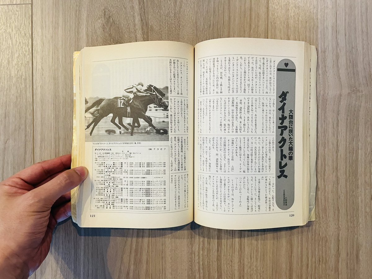 ダビスタ96で競馬にどハマりし、教科書より競馬関連本を読み漁っていた中学高校時代・・

そんな頃に買った競馬名馬読本が今になって出てきた 笑

長年の知識の蓄積により名馬なら馬体と騎手の勝負服の写真があればどの馬なのか特定できます。

この知識がデザインに全く活かせないのが辛いところ・・