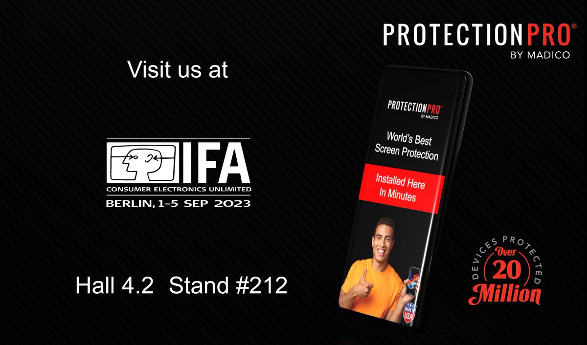 ProtectionPro5's tweet image. We're thrilled to announce that ProtectionPro will be exhibiting at the IFA Show in Berlin from September 1-5, 2023. Make sure to drop by our booth (Hall 4.2, Stand #212). We can't wait to see you in Berlin!
#IFA2023 #ProtectionPro #B2B #ScreenProtection #Berlin