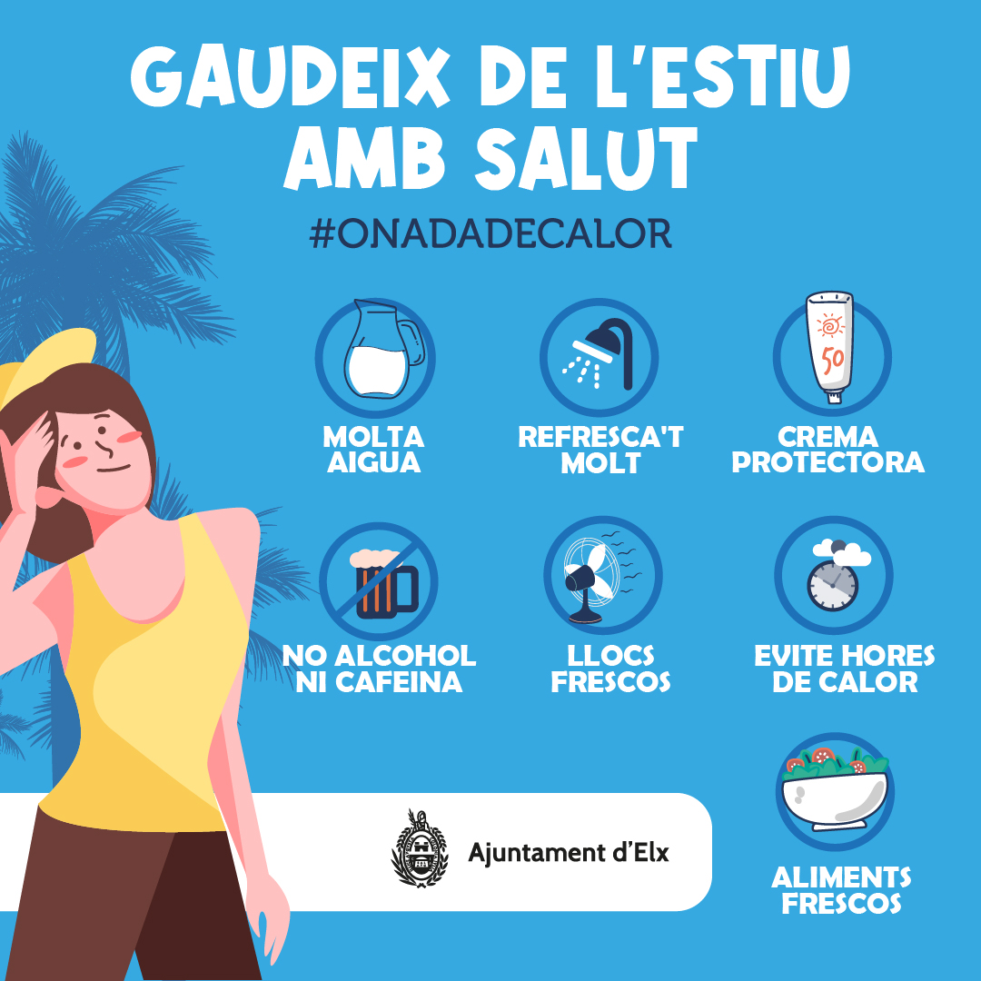 ajuntamentelx's tweet photo. 🌡️ Segueix aquestes recomanacions per a protegir-te de l'#onada de calor.
😎 Gaudeix de l'estiu amb salut!
#Elx
🌡️ Sigue estas recomendaciones para protegerte de la #oladecalor.
😎 ¡Disfruta del verano con salud!
#Elche https://t.co/UIKN0KLH80