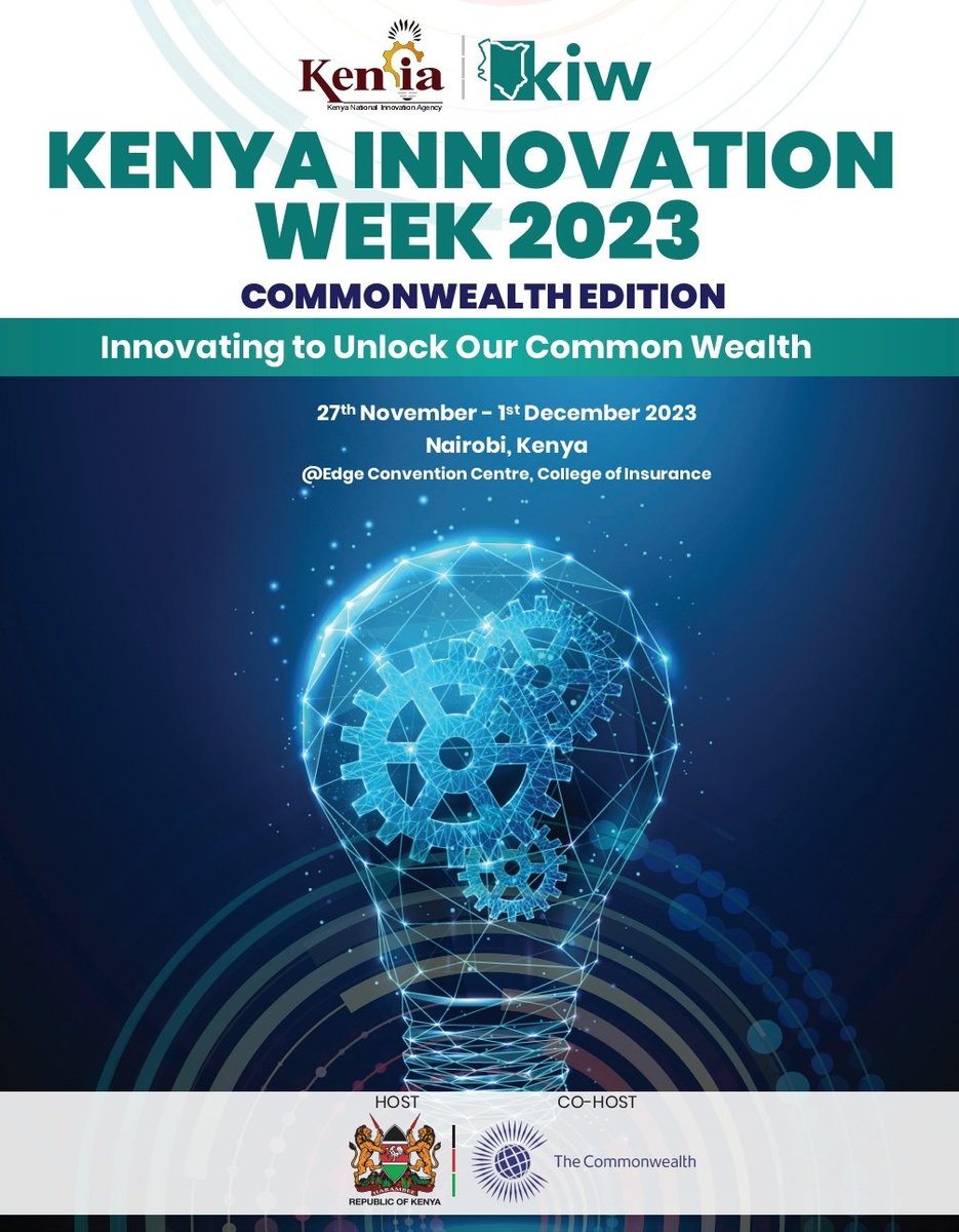 KENIAupdates's tweet photo. The @KenyaInnovWeek 2023 concept note is out! 
Get your copy at https://t.co/97rKt5KbqS and explore the various programmes @commonwealthsec and KeNIA are lining up. We are welcoming partners to co-create and shape #KIW2023.

Get in touch via ceo@innovationagency.go.ke https://t.co/YwHgWBreEA