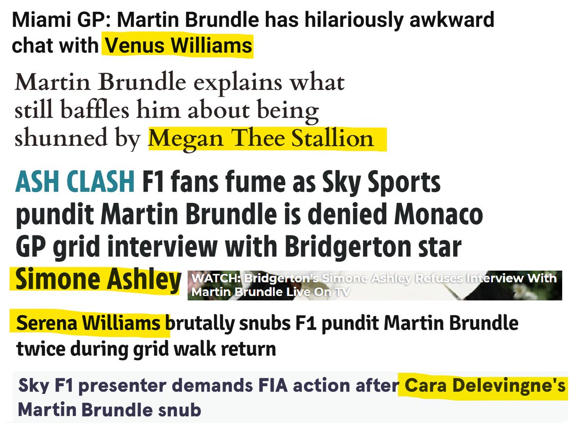 #MartinBrundle only makes a scene when rejected by women.🙄 

- Venus Williams
- Meghan
- Serena Williams
- Simone Ashley
- Cara Delevingne

David Beckham & Brad Pitt have snubbed Martin Brundle but he never made a big deal out of it.  Maybe because he respects mens boundaries?😙