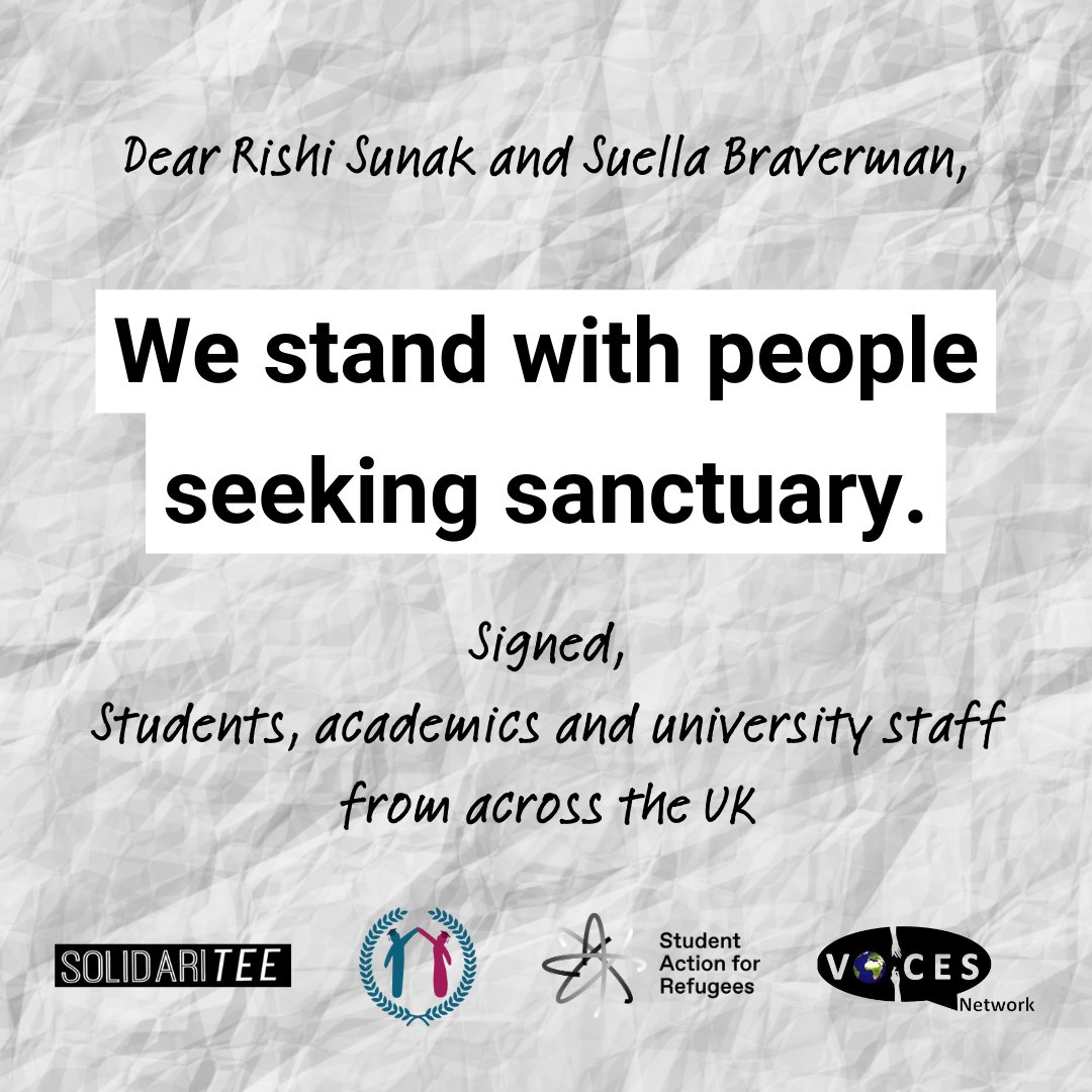 📢Take action📢 The Illegal Migration Bill returns to the Commons this week. We join @STARnational, @VOICESNetworkUK and @CityofSanctuary in standing against the bill. If you work or study at a UK university, add your voice by signing our joint petition: bit.ly/unisforrefugees