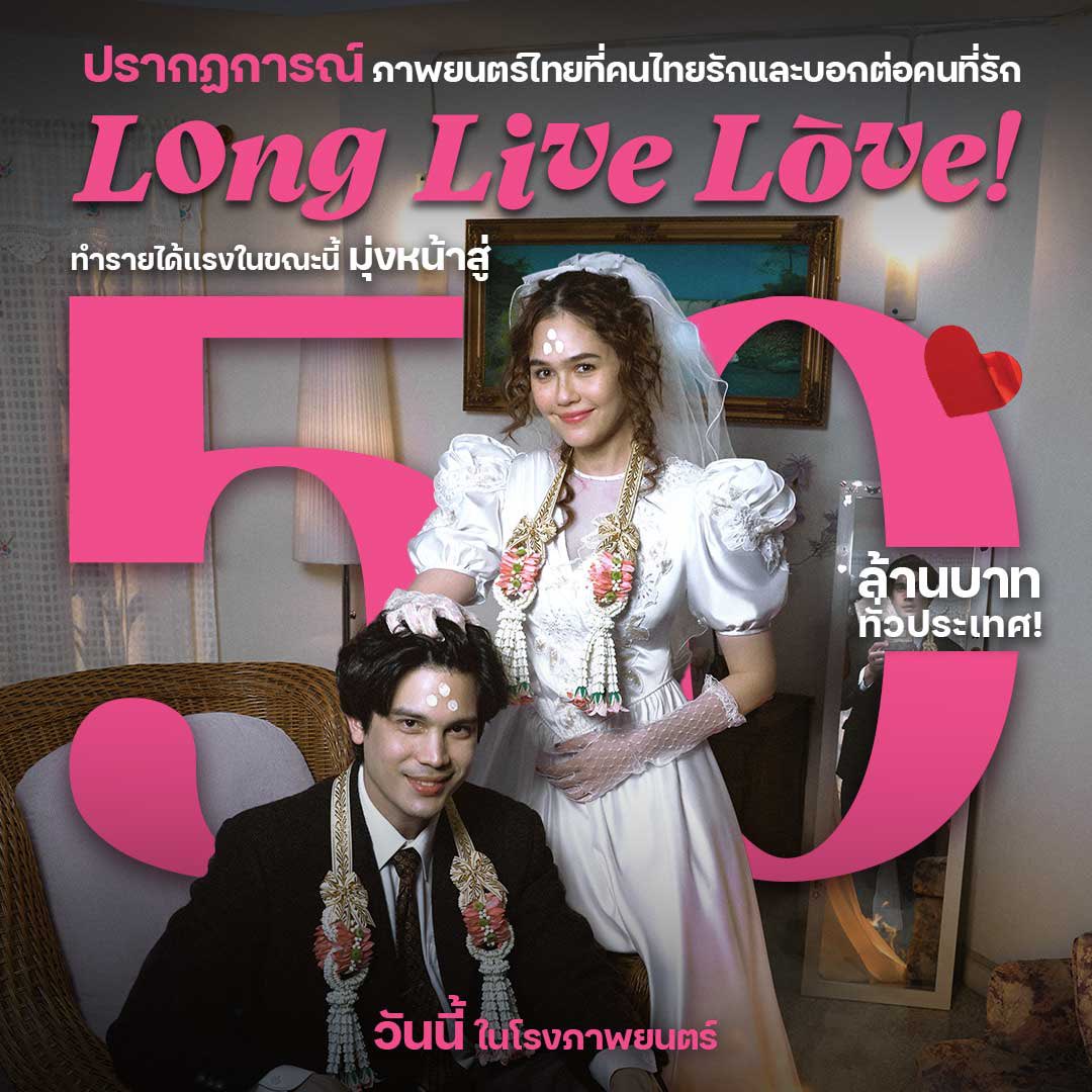 ยินดีด้วยกับ #LongLiveLove 50 ล้านบาทแล้ว เย้ๆ
รอดูความสำเร็จ 100ล้านบาทนะคะ !!!! หนังภาพยนตร์ไทยที่ดีเลย
อีกเรื่องก็ว่าได้ที่คนไทยต้องไปดูน้า ช่วยกันสนับสนุนหนังไทยกันเยอะๆ
นะคะ คนไทยเรา ดารา นักแสดง ผู้กำกับ ทีมงานคุณภาพ คนเก่งๆ
เยอะมากๆ อยากให้หนังไทยดังไปทั่วโลกบ้าง :)