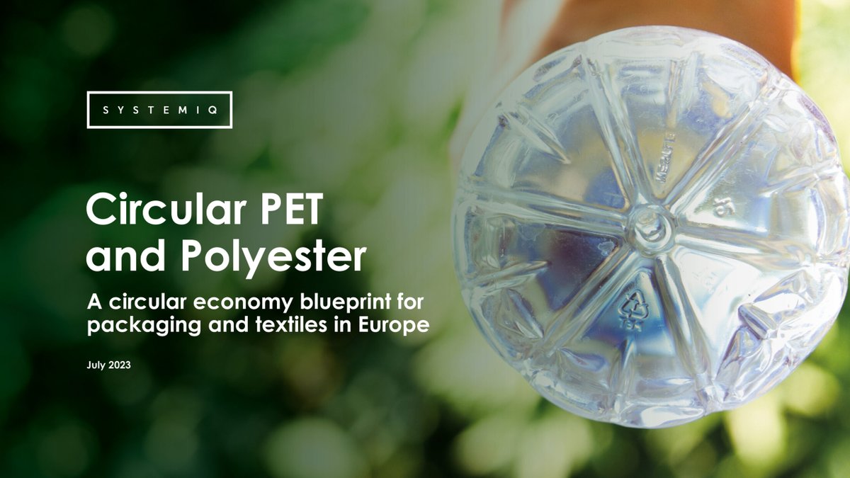 SYSTEMIQ_Ltd's tweet photo. PET packaging & polyester textiles are everywhere, but 75% isn't recycled. New Systemiq study shows how ambitious #circulareconomy approaches can transform PET & polyester in Europe: reduced waste, lower emissions, new jobs. https://t.co/Qu22XsTgSX. #CircularEconomy #PETPackaging https://t.co/QRc5MKJJUm