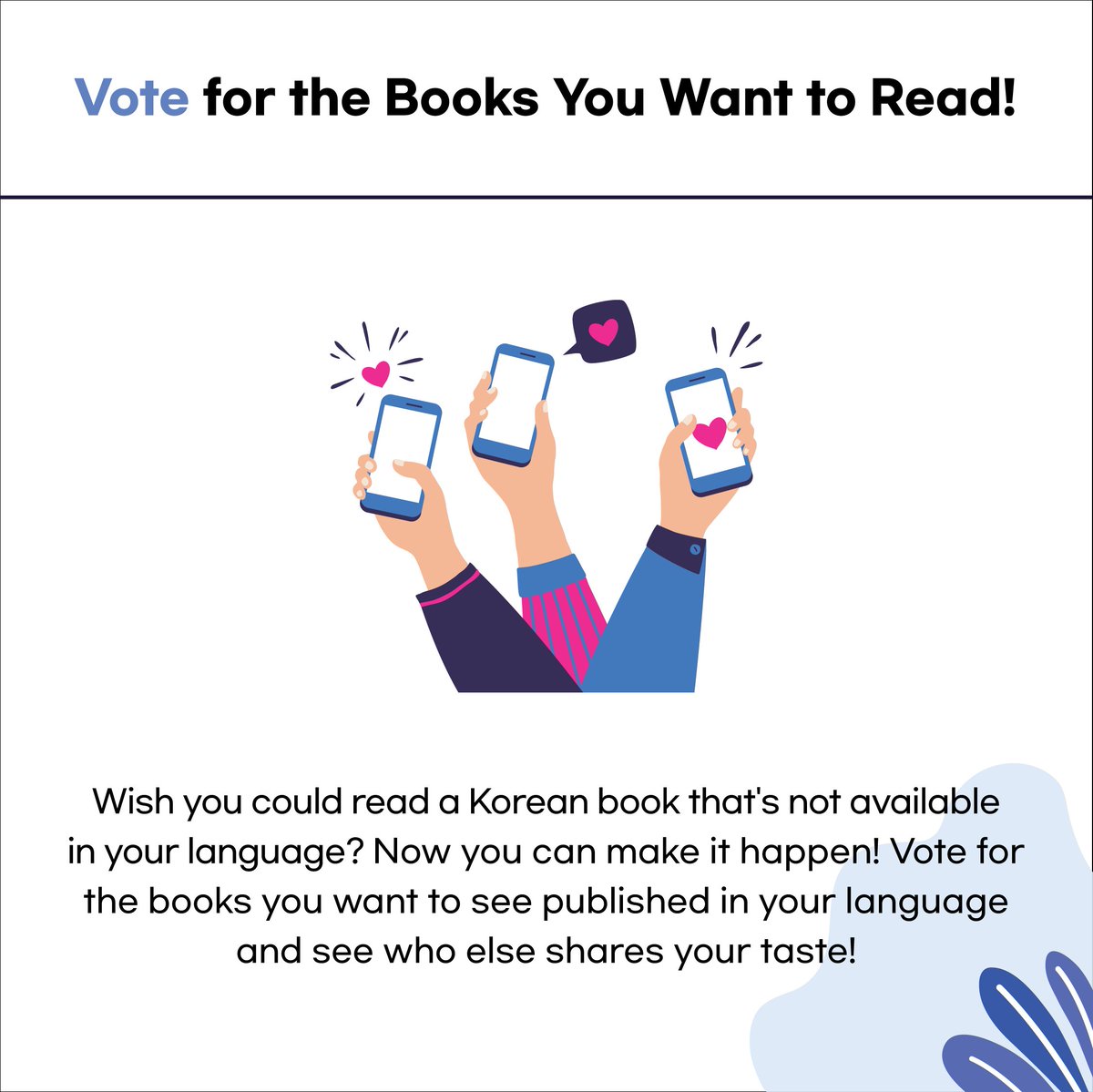 ltikorea's tweet image. Get ready for the new wave of #Koreanliterature!🌊
#KLWAVE, your ultimate platform for everything #Korean lit, is coming back with new features! 🎉
📚#Vote for #books you want to read in your #language!💬Leave #reviews for the book that moved you &amp;amp; #hear what others have to say!