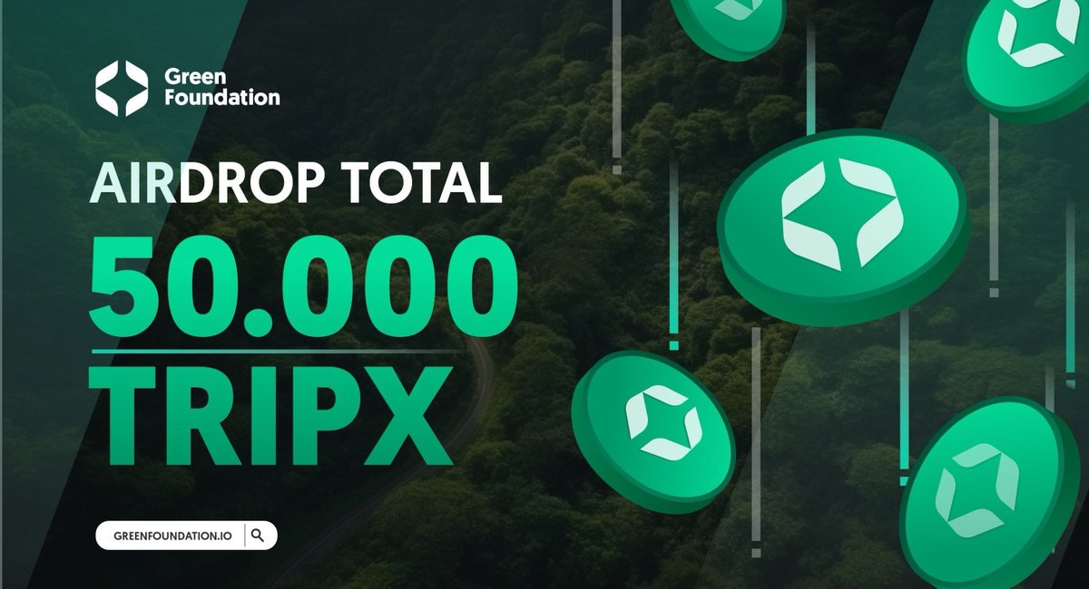 💵Our Airdrop is live!

Participate in our Airdrop and earn 20 TRIPX (~$7) tokens for doing tasks.

Airdrop: 
t.me/GreenFoundatio…

Airdrop token rewards will be distributed to your wallet address on August 2nd and 2,000 lucky random participants will be rewarded.