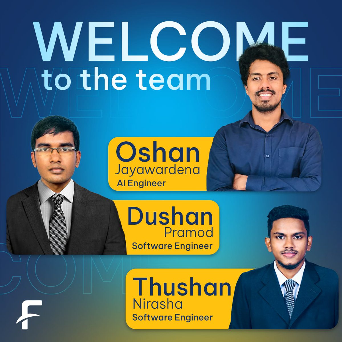 FcodeLabsLive's tweet image. Join us in giving a warm welcome to our talented new employees!

#FcodeLabs #peopleatfcode