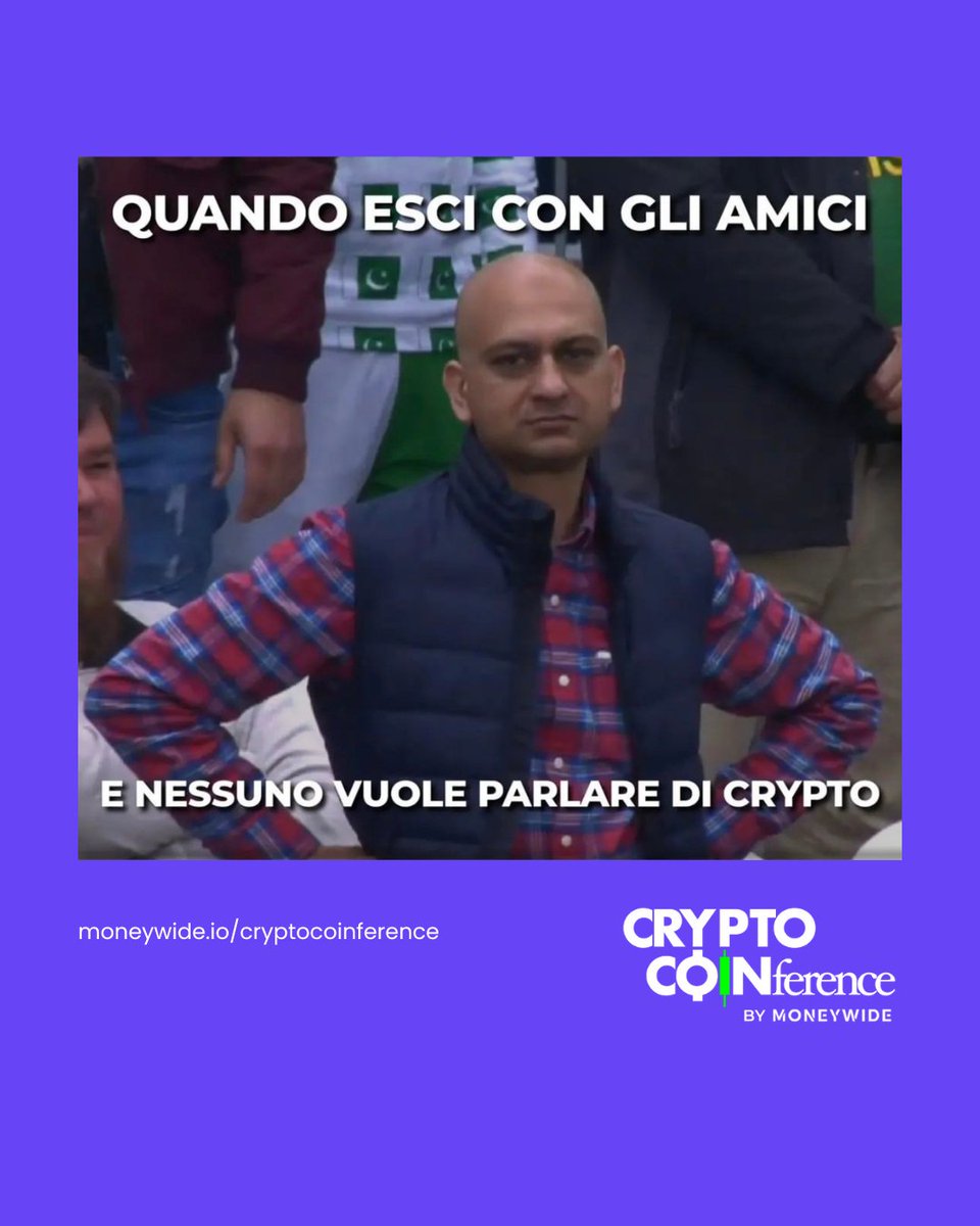 Ti sei mai trovato in questa situazione?
Ecco a te la SOLUZIONE ⬇️

Acquista ora il tuo ticket per la prossima #CryptoCoinference!
Ti ritroverai circondato da professionisti, appassionati e creators con cui condividere la passione per questo settore! 👉🏼 moneywide.io/cryptocoinfere…